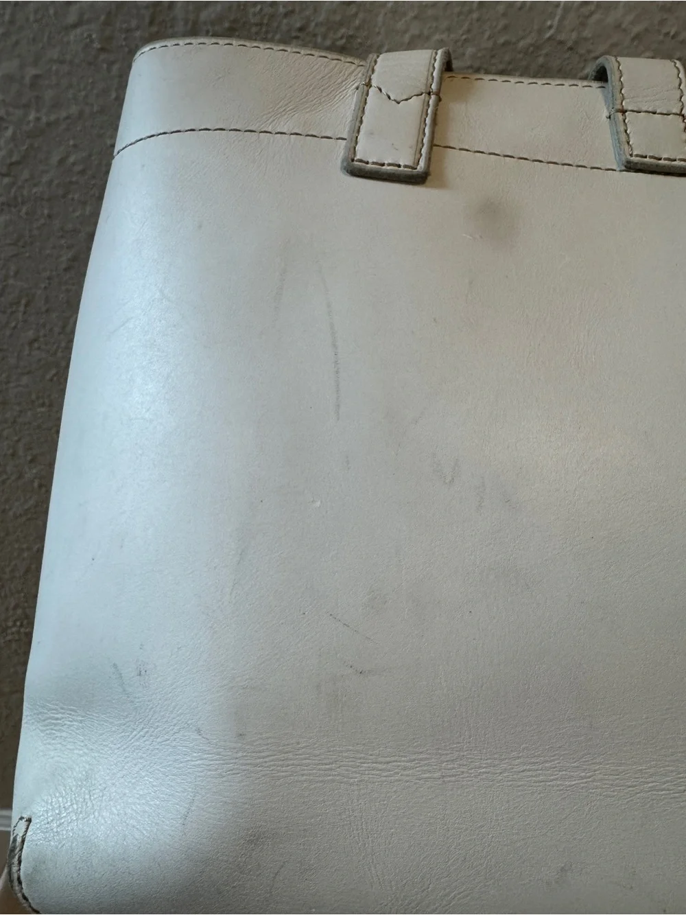SAMPLE Fossil White Leather Tote Bag with Gold Accent - Austin Collection